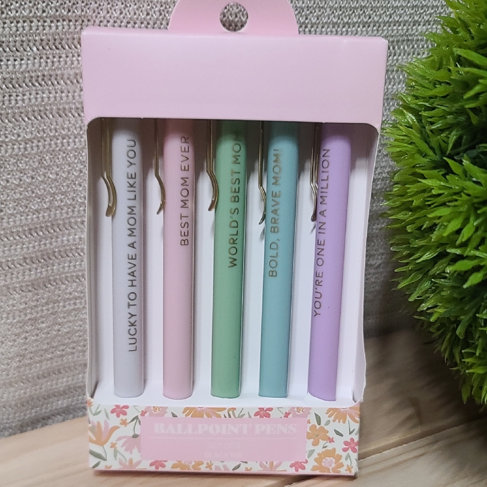 Spritz MOM Ballpoint Pens - Classic Black ink Set Of 5 For Mother NWT